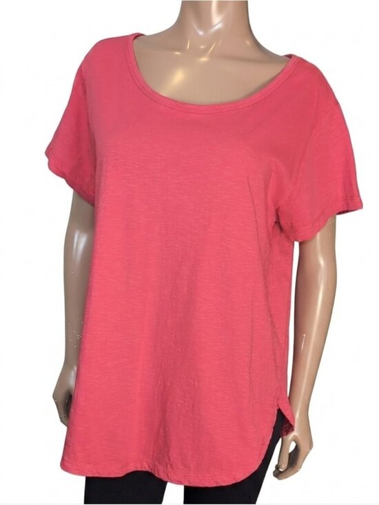 Orientique Tops - Orientique Naturally Australian Organic Cotton Short Sleeve Tee Coral Pink Large